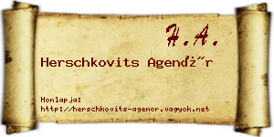 Herschkovits Agenór névjegykártya